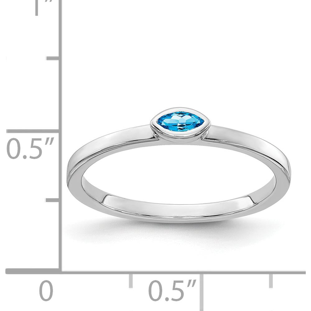 14K White Gold Bezel-set Marquise Blue Topaz Ring - 1.03 Carat Total Topaz Weight by 0