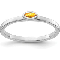 14K White Gold Bezel-set Marquise Citrine Ring - .076 Carat Total Citrine Weight by 0