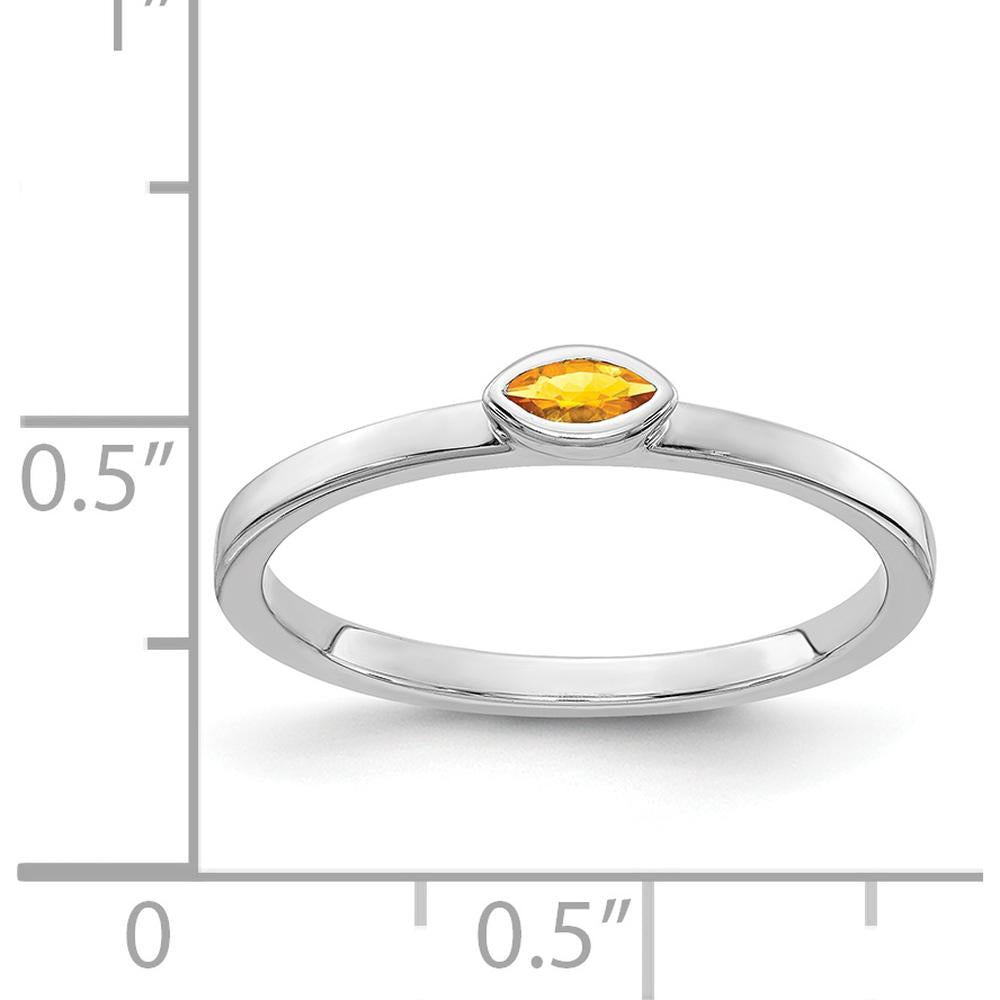 14K White Gold Bezel-set Marquise Citrine Ring - .076 Carat Total Citrine Weight by 0