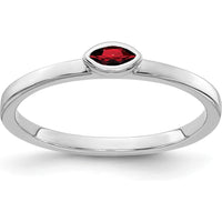 14K White Gold Bezel-set Marquise Garnet Ring - 0.10 Carat Total Garnet Weight by 0