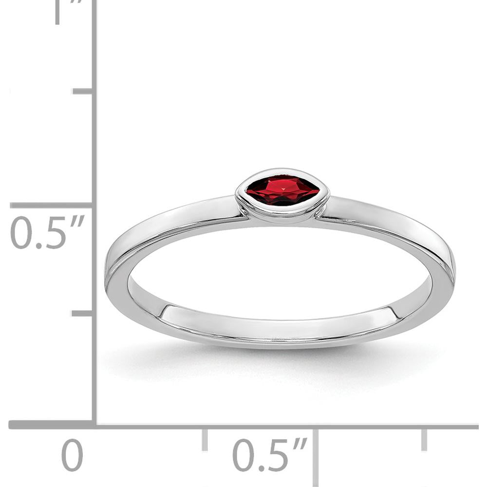 14K White Gold Bezel-set Marquise Garnet Ring - 0.10 Carat Total Garnet Weight by 0