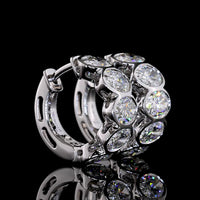 14K White Gold Bezel Set Oval Cut Lab Diamond Huggie Earrings - 3.22 Carats Total Diamond Weight - Covaloro Fine Jewelry