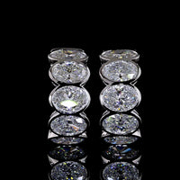 14K White Gold Bezel Set Oval Cut Lab Diamond Huggie Earrings - 3.22 Carats Total Diamond Weight - Covaloro Fine Jewelry