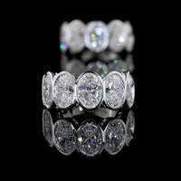 14K White Gold Bezel Set Oval Cut Lab Diamond Huggie Earrings - 3.22 Carats Total Diamond Weight - Covaloro Fine Jewelry