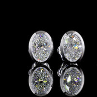14K White Gold Bezel Set Oval Lab Diamond Stud Earrings - 2.05 Carat Total Weight (E-F VVS2-VS1) - Covaloro Fine Jewelry