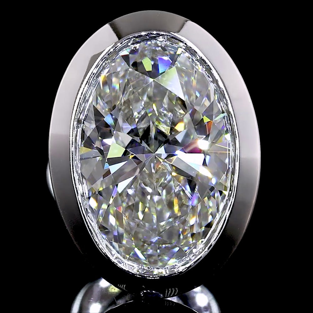 14K White Gold Bezel Set Oval Lab Diamond Stud Earrings - 2.05 Carat Total Weight (E-F VVS2-VS1) - Covaloro Fine Jewelry