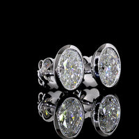 14K White Gold Bezel Set Oval Lab Diamond Stud Earrings - 2.05 Carat Total Weight (E-F VVS2-VS1) - Covaloro Fine Jewelry