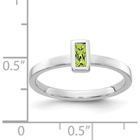 14K White Gold Bezel-set Peridot Ring - 0.292 Carat Natural Baguette Peridot by 0