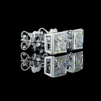 14K White Gold Bezel Set Princess Cut Lab Diamond Stud Earrings - 2.08 Carat Total Weight, D VVS2 GIA Certified - Covaloro Fine Jewelry
