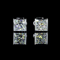 14K White Gold Bezel Set Princess Cut Lab Diamond Stud Earrings - 2.08 Carat Total Weight, D VVS2 GIA Certified - Covaloro Fine Jewelry