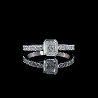 14K White Gold Bezel Set Radiant Cut Diamond Ring with Diamond Shank - 0.80 Carat Total Weight Lab Diamonds - Covaloro Fine Jewelry