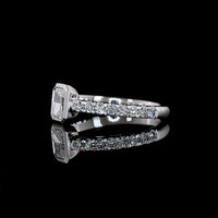 14K White Gold Bezel Set Radiant Cut Diamond Ring with Diamond Shank - 0.80 Carat Total Weight Lab Diamonds - Covaloro Fine Jewelry