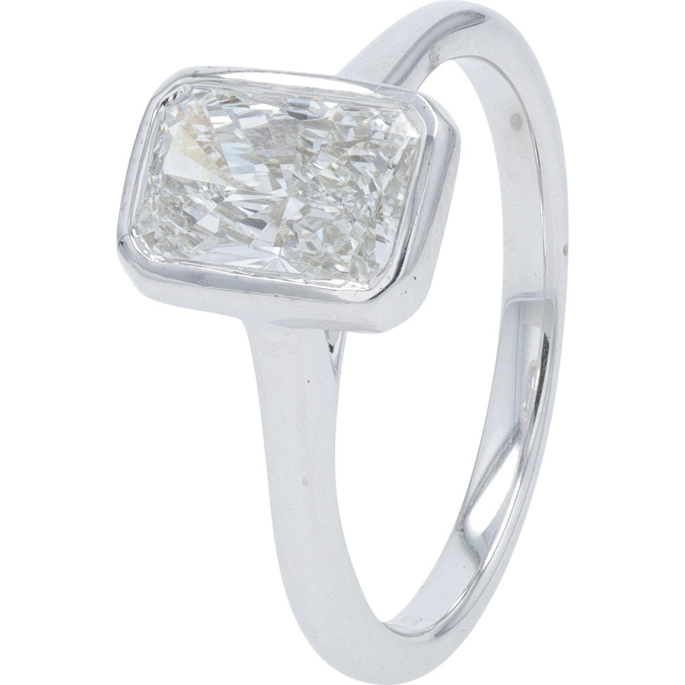 14K White Gold Bezel-Set Radiant Cut Lab Grown Diamond Engagement Ring - 2.00 Carat Total Weight
