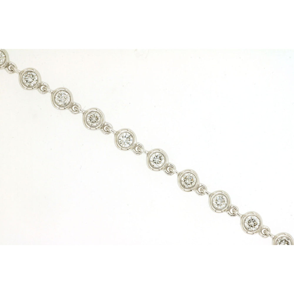 14K White Gold Bezel-Set Round Diamond Link Bracelet – 1.86 Carat Total Diamond Weight - Royal Jewelry