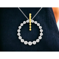 14K White Gold Bezel-Set Round Diamond Open Circle Pendant Necklace - 0.32 Carat Total Diamond Weight - Royal Jewelry
