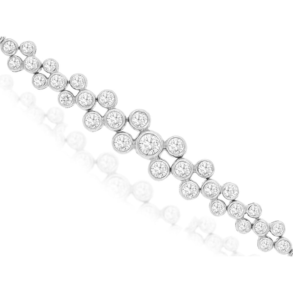 14K White Gold Bezel-Set Round Diamond Tennis Bracelet - 1.80 Carat Total Diamond Weight - Royal Jewelry