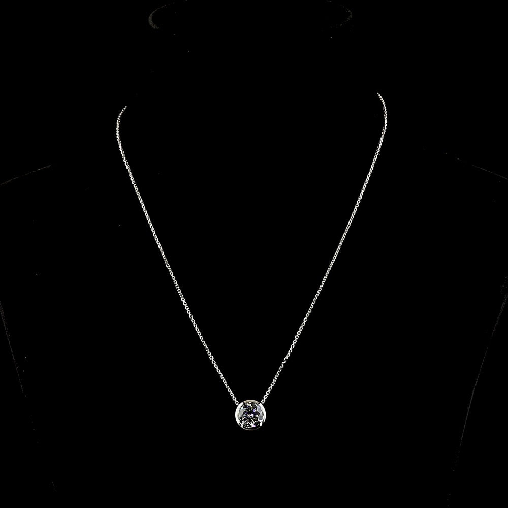 14K White Gold Bezel Set Round Lab Diamond Solitaire Pendant with F VS1 Brilliant Cut - 3.02 Carat Total Diamond Weight - Covaloro Fine Jewelry