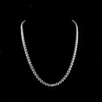 14K White Gold Bezel Set Round Lab Diamond Tennis Necklace - 23.99 Carat Total Weight with E-F VS1 Diamonds - Covaloro Fine Jewelry
