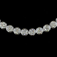 14K White Gold Bezel Set Round Lab Diamond Tennis Necklace - 23.99 Carat Total Weight with E-F VS1 Diamonds - Covaloro Fine Jewelry