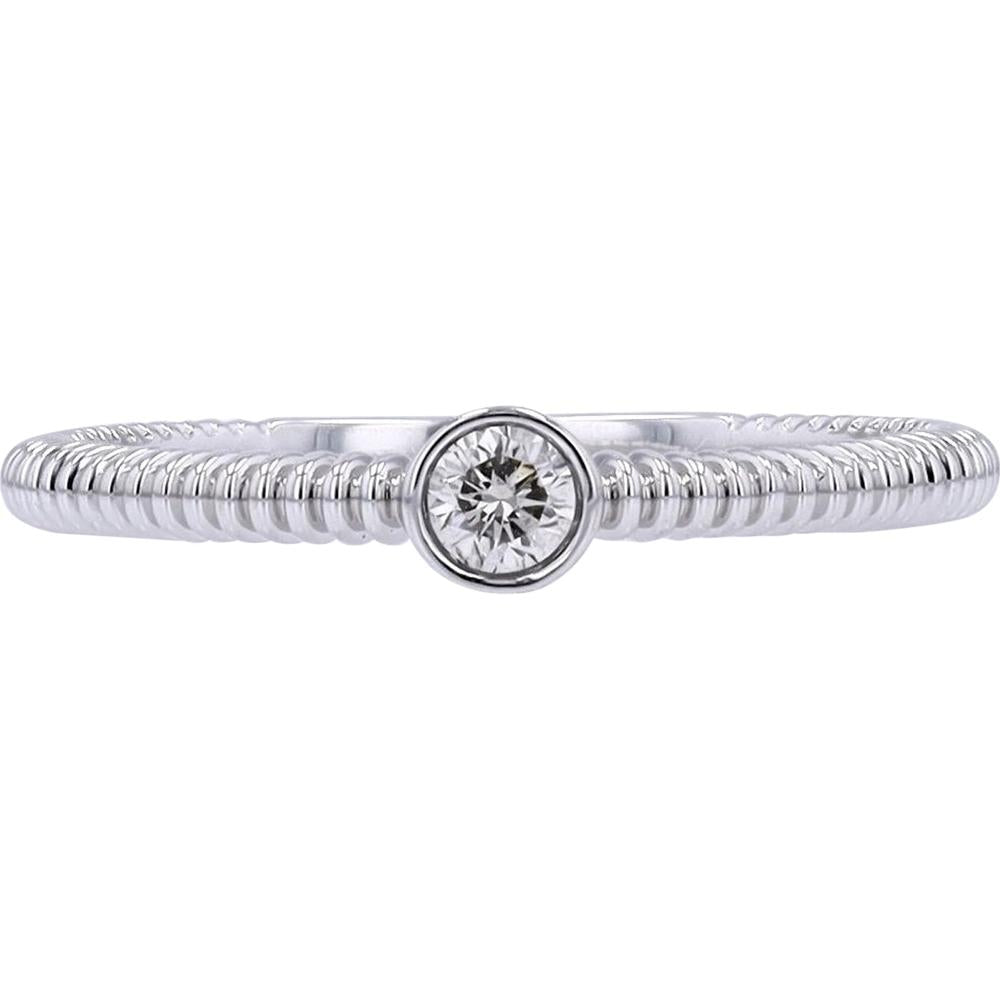14K White Gold Bezel Set Solitaire Diamond Ring - 0.10 Carats Diamond Weight