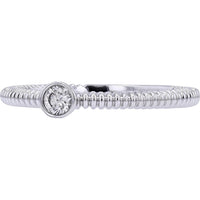 14K White Gold Bezel Set Solitaire Diamond Ring - 0.10 Carats Diamond Weight