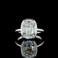 14K White Gold Bezel Set Solitaire Ring with 5.12 Carats Antique Cushion Cut Lab Diamond - E-F Color VS1 Clarity - Covaloro Fine Jewelry