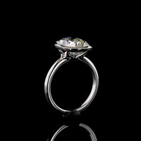 14K White Gold Bezel Set Solitaire Ring with 5.12 Carats Antique Cushion Cut Lab Diamond - E-F Color VS1 Clarity - Covaloro Fine Jewelry