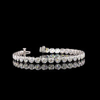 14K White Gold Bezel Set Tennis Bracelet with 33 Round Lab Diamonds - 10.17 Carat Total Weight (E-F Color, VS2 Clarity) - Covaloro Fine Jewelry