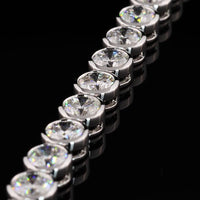 14K White Gold Bezel Set Tennis Bracelet with 33 Round Lab Diamonds - 10.17 Carat Total Weight (E-F Color, VS2 Clarity) - Covaloro Fine Jewelry