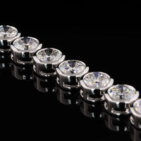 14K White Gold Bezel Set Tennis Bracelet with 33 Round Lab Diamonds - 10.17 Carat Total Weight (E-F Color, VS2 Clarity) - Covaloro Fine Jewelry
