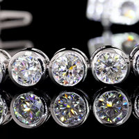 14K White Gold Bezel Set Tennis Bracelet with 33 Round Lab Diamonds - 10.17 Carat Total Weight (E-F Color, VS2 Clarity) - Covaloro Fine Jewelry