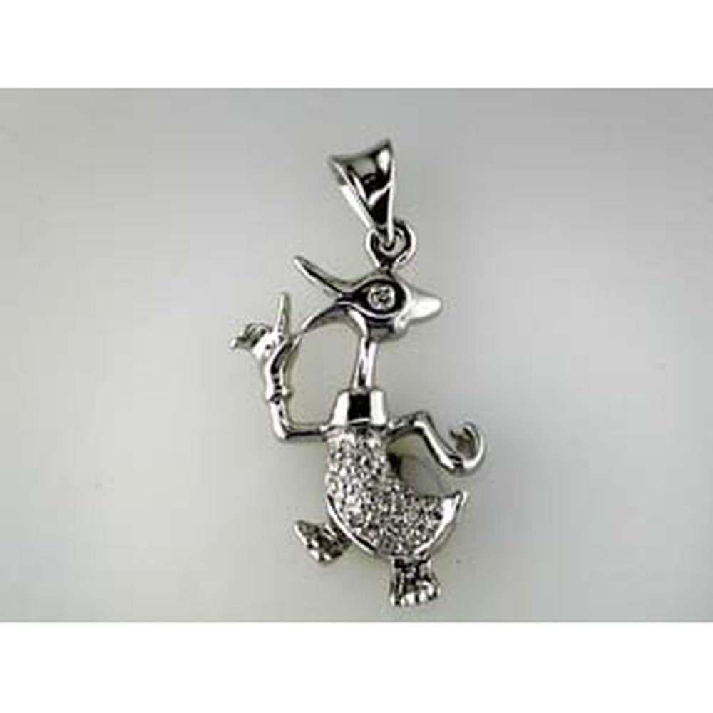 14K White Gold Bird Pendant with Round Diamonds - 0.15 Carat Total Diamond Weight - Royal Jewelry
