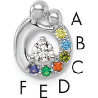 14K White Gold Birthstone and Diamond Mother/Child Chain Slide Pendant - Personalized Family Pendant by Oro Pregiato