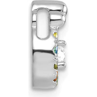 14K White Gold Birthstone and Diamond Mother/Child Chain Slide Pendant - Personalized Family Pendant by Oro Pregiato