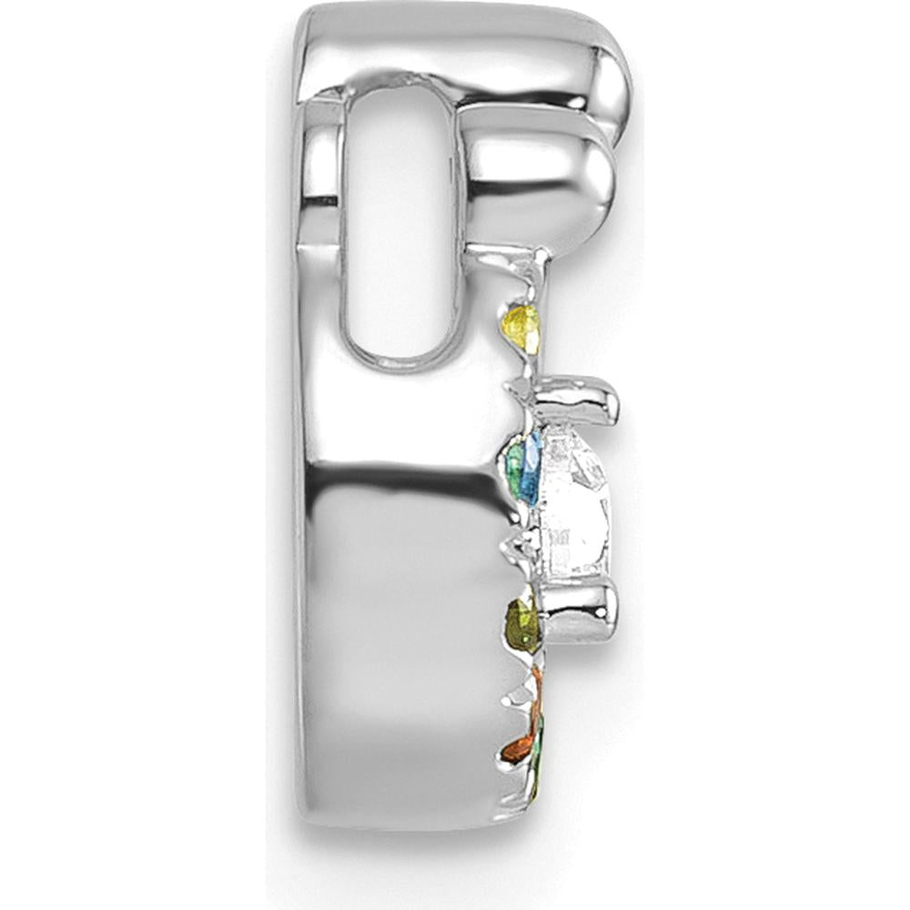 14K White Gold Birthstone and Diamond Mother/Child Chain Slide Pendant - Personalized Family Pendant by Oro Pregiato