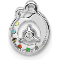 14K White Gold Birthstone and Diamond Mother/Child Chain Slide Pendant - Personalized Family Pendant by Oro Pregiato