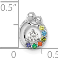 14K White Gold Birthstone and Diamond Mother/Child Chain Slide Pendant - Personalized Family Pendant by Oro Pregiato