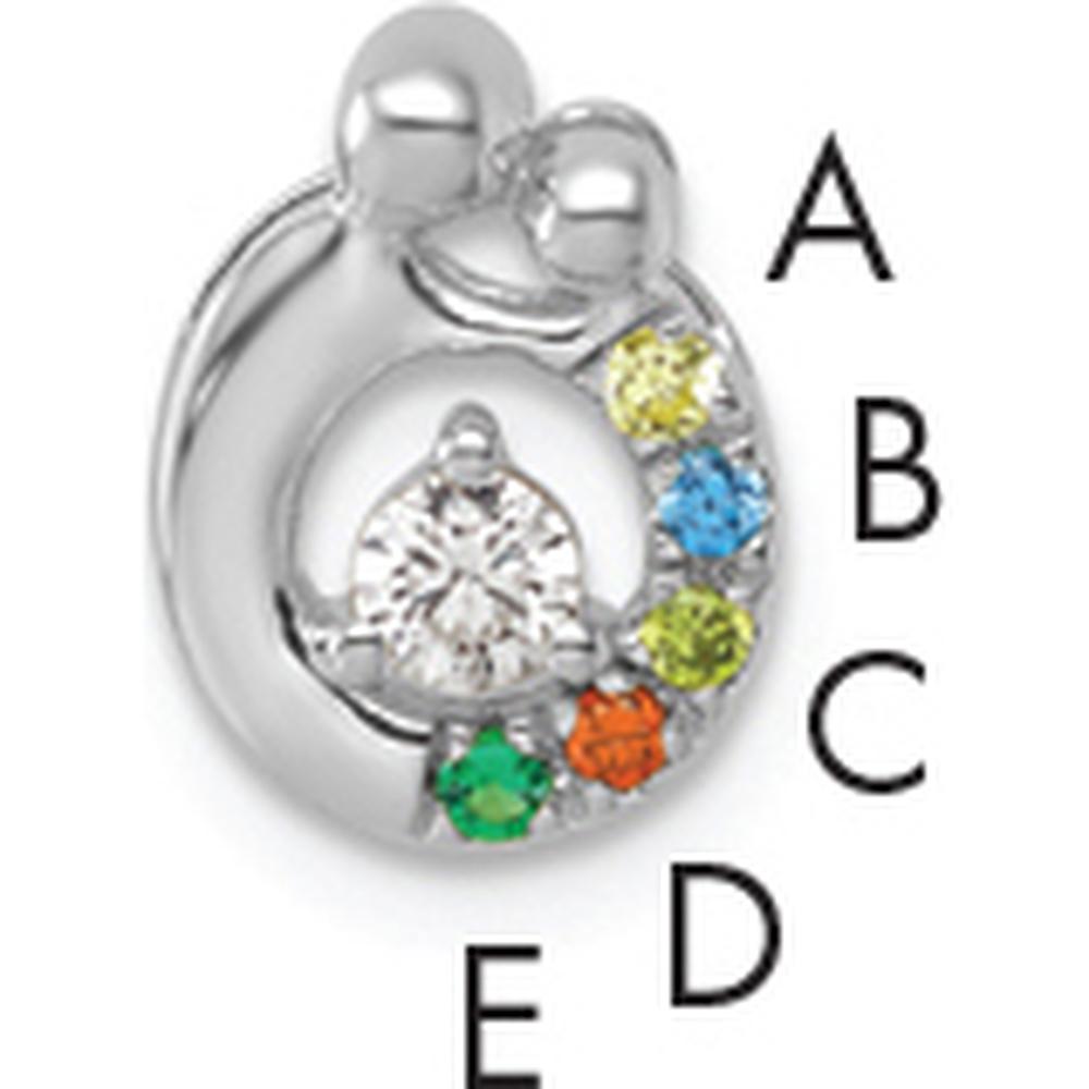 14K White Gold Birthstone and Diamond Mother-Child Family Pendant Semi-Mount with 5 Birthstones - Personalized Design by Oro Pregiato
