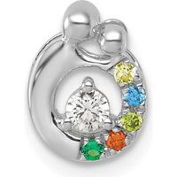 14K White Gold Birthstone and Diamond Mother-Child Family Pendant Semi-Mount with 5 Birthstones - Personalized Design by Oro Pregiato