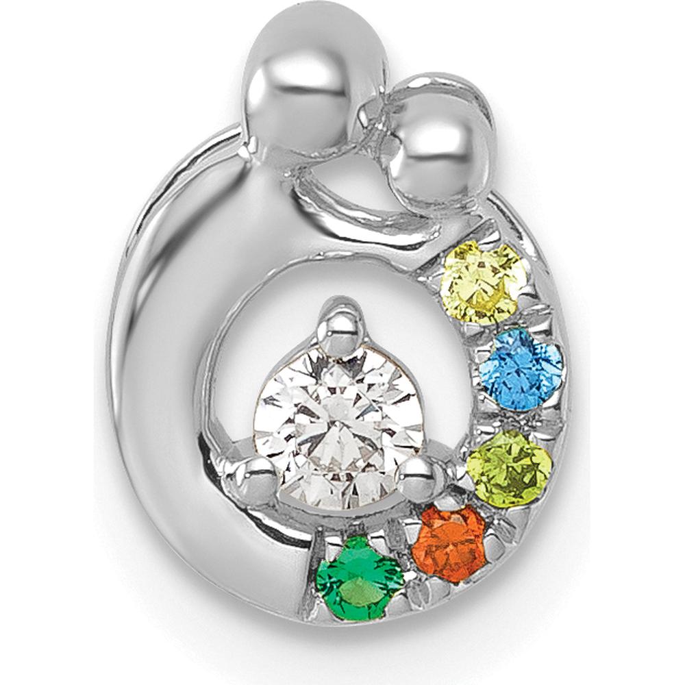 14K White Gold Birthstone and Diamond Mother-Child Family Pendant Semi-Mount with 5 Birthstones - Personalized Design by Oro Pregiato