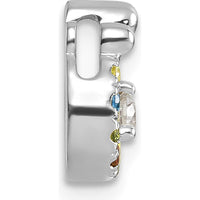 14K White Gold Birthstone and Diamond Mother-Child Family Pendant Semi-Mount with 5 Birthstones - Personalized Design by Oro Pregiato
