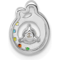 14K White Gold Birthstone and Diamond Mother-Child Family Pendant Semi-Mount with 5 Birthstones - Personalized Design by Oro Pregiato