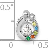 14K White Gold Birthstone and Diamond Mother-Child Family Pendant Semi-Mount with 5 Birthstones - Personalized Design by Oro Pregiato