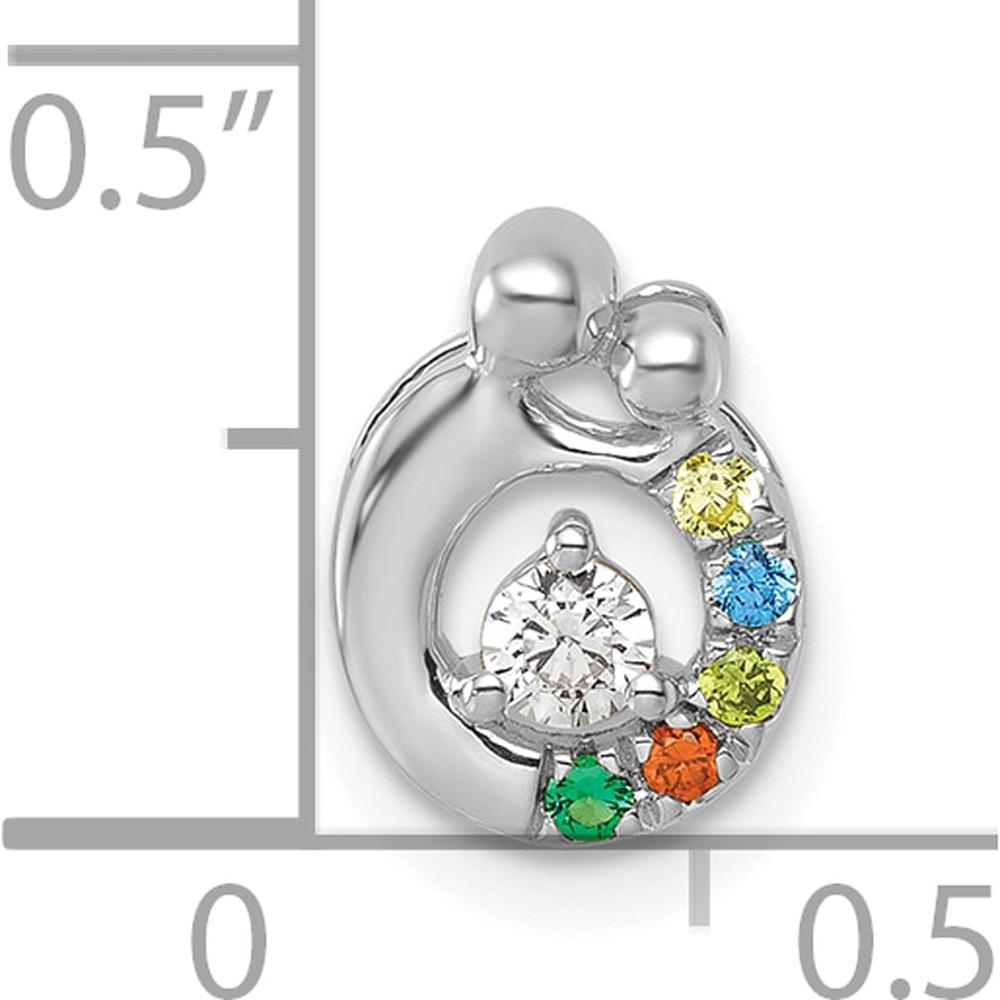 14K White Gold Birthstone and Diamond Mother-Child Family Pendant Semi-Mount with 5 Birthstones - Personalized Design by Oro Pregiato