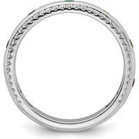 14K White Gold Birthstone and Diamond Mother's Ring Semi-Mount with 7 Stones and Milgrain Detailing by Oro Pregiato