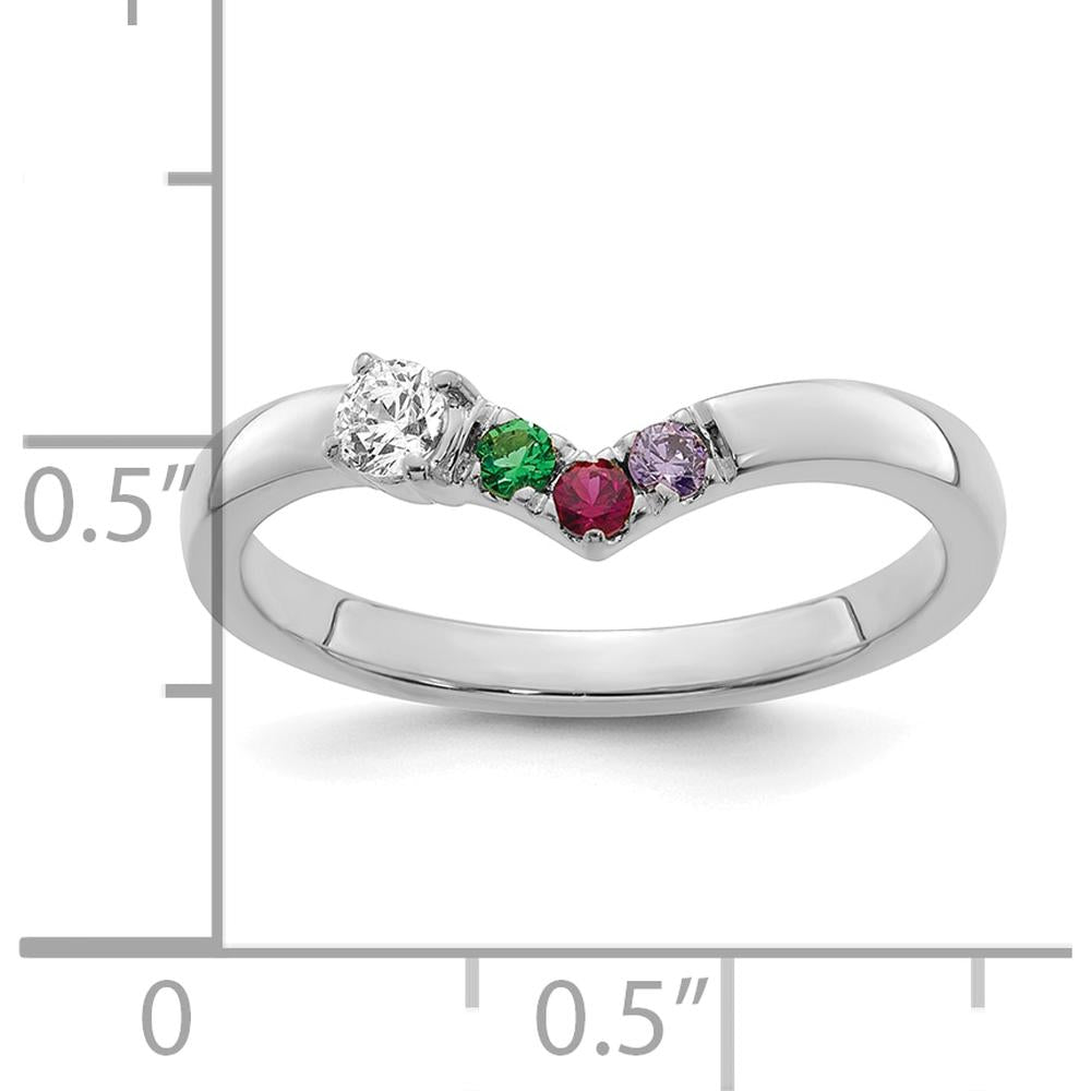 14K White Gold Birthstone and Diamond Mother's Ring Semi-Mount with Custom Birthstones by Oro Pregiato