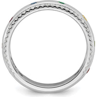 14K White Gold Birthstone and Diamond Mother's Ring Semi-mount with Milgrain Detailing by Oro Pregiato