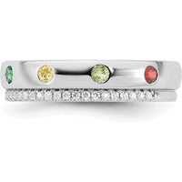 14K White Gold Birthstone and Diamond Mother's Ring Semi-mount with Milgrain Detailing by Oro Pregiato