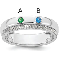 14K White Gold Birthstone and Diamond Mother's Ring with Prong Set Gemstones and Channel Set Diamonds by Oro Pregiato