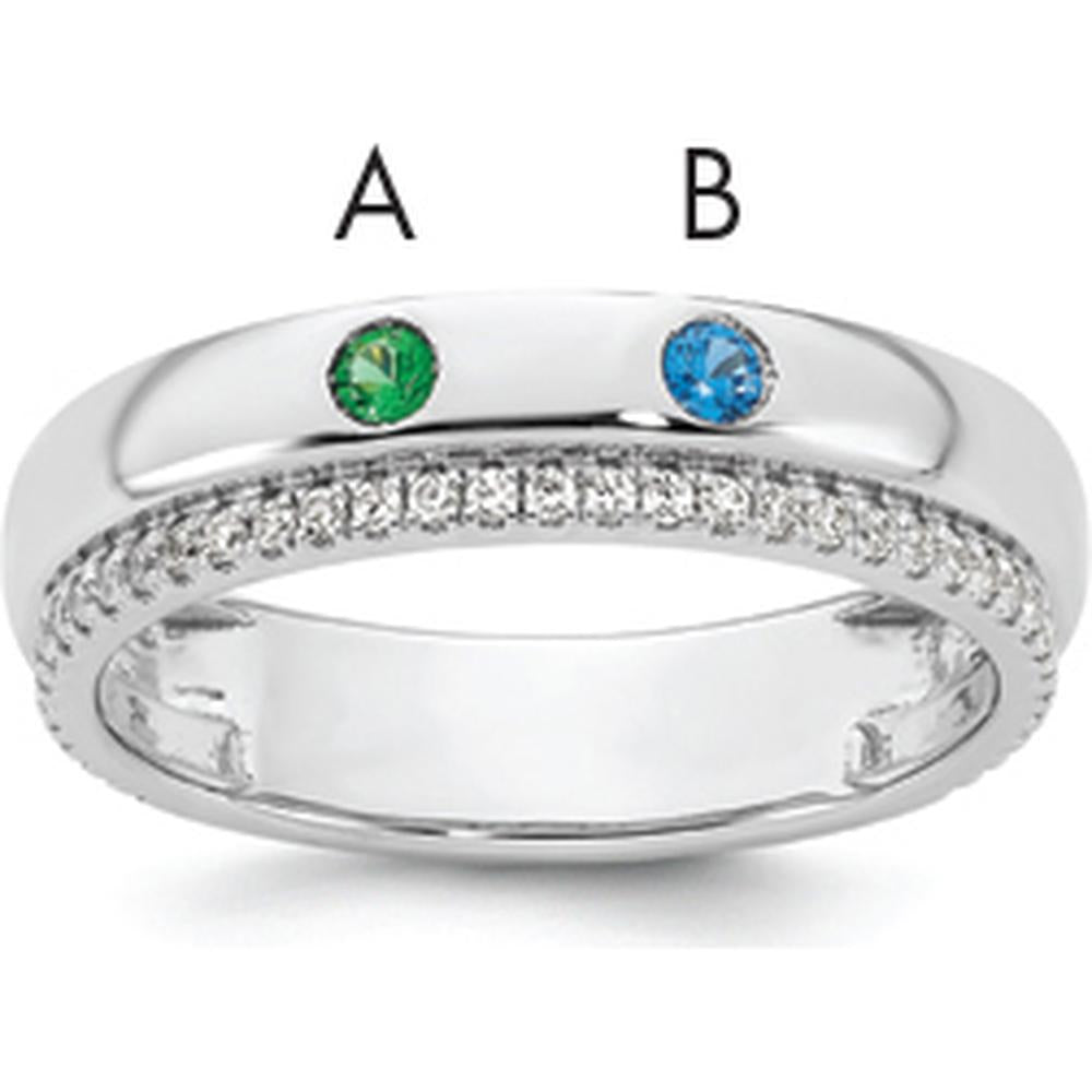 14K White Gold Birthstone and Diamond Mother's Ring with Prong Set Gemstones and Channel Set Diamonds by Oro Pregiato